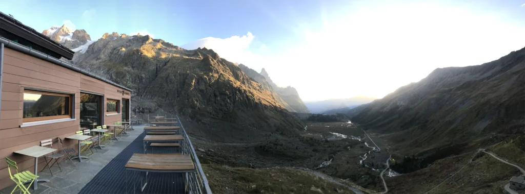 Sunrise from Rifugio Elisabetta overlooking the Val Veny on the Tour du Mont Blanc.